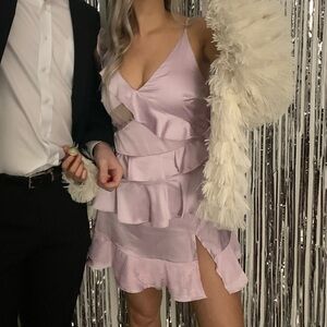 Lavender ruffle and lace dress